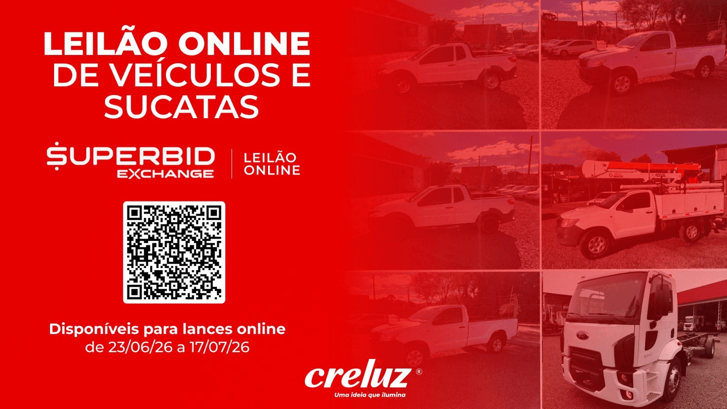 Creluz realiza leilão on-line de veículos e sucatas